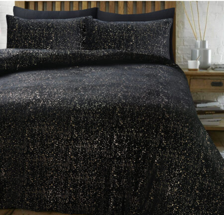 Glamour Flanel Sprankle Foil Zwart 140 x 200/220