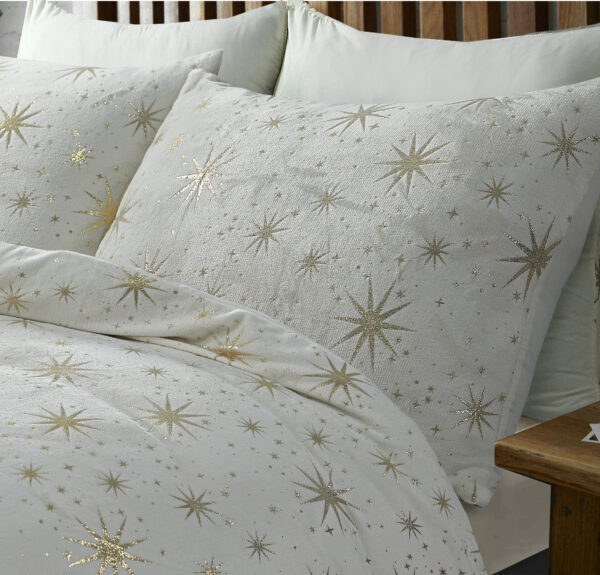 Sleeptime Glamour Flanel Stars Foil Creme 140 x 200/220 cm - Afbeelding 3