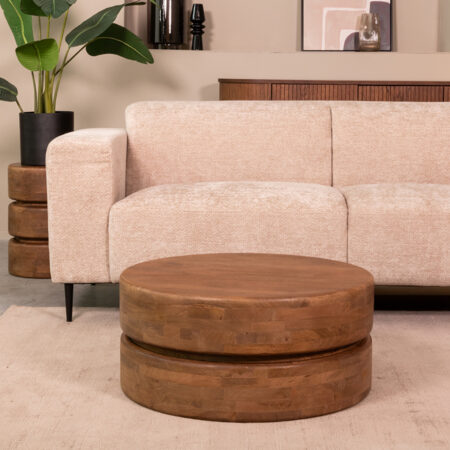 LABEL51 Salontafel Milly - Nature - Mangohout - 70 cm - Rond