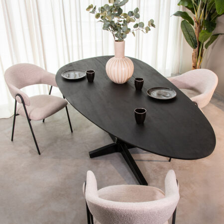 LABEL51 Eetkamertafel Rosie - Zwart - Mangohout - 220x110 cm