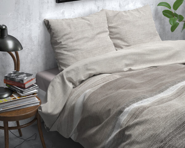 Sleeptime Flanel Stone Stripe Taupe 240 x 200/220 cm - Afbeelding 3