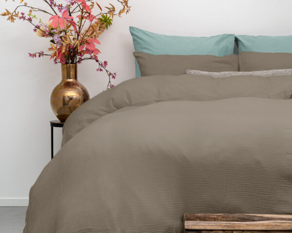 Dreamhouse Mousseline Perkal Taupe 140 x 200/220 cm - Afbeelding 3
