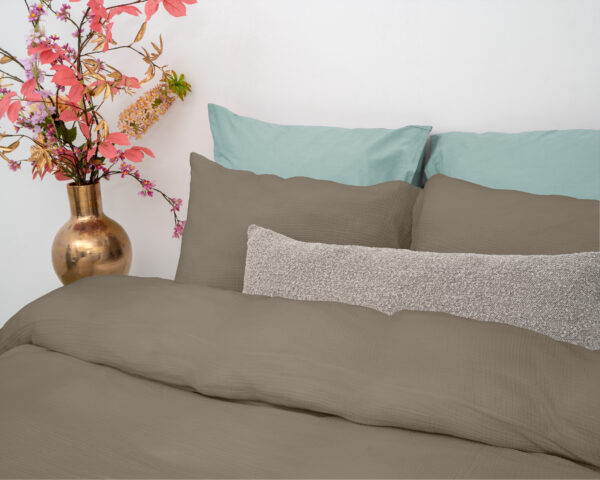 Dreamhouse Mousseline Perkal Taupe 140 x 200/220 cm - Afbeelding 4