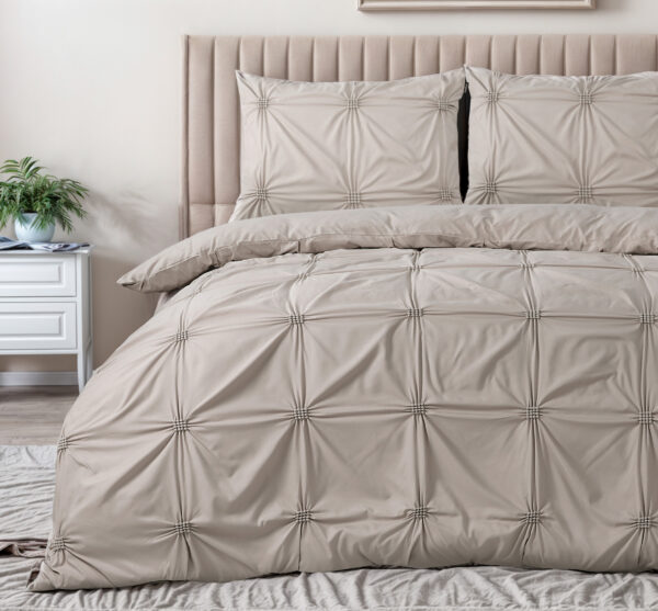 Sleeptime Punch pintuck Taupe 140 x 200/220 cm - Afbeelding 3