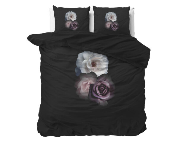 Deep Flowers Zwart 200 x 200/220