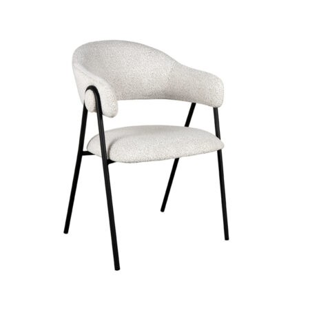 LABEL51 Eetkamerstoel Lowen - Wit - Boucle - Black Frame