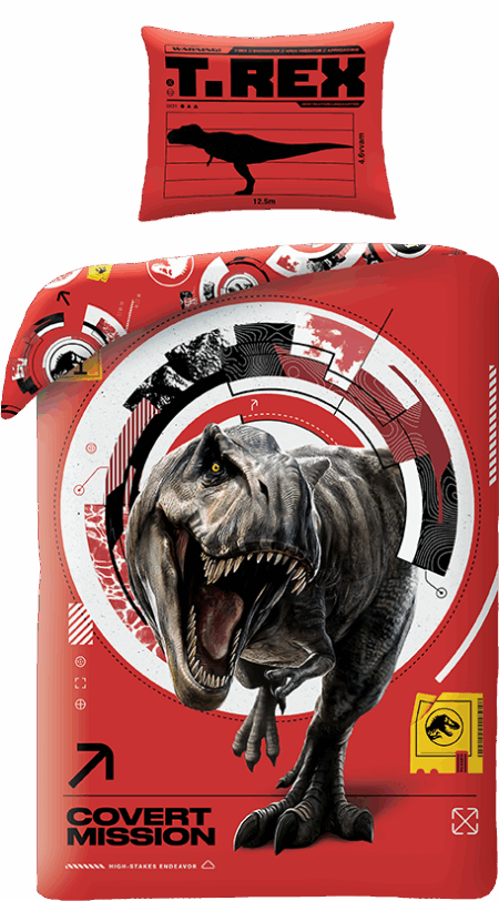 Jurassic World Dekbedovertrek rood 140 x 200 cm - polyester- 70 x 90 cm