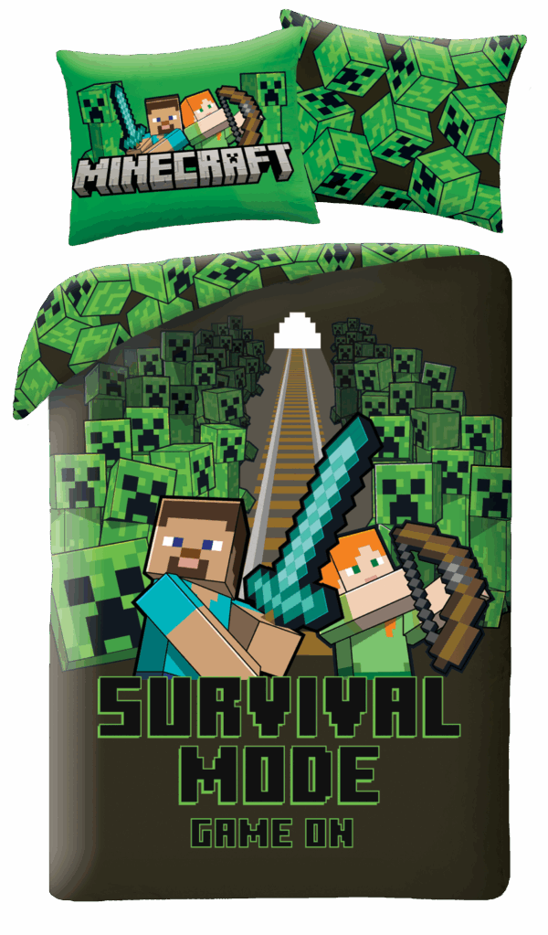 Minecraft Dekbedovertrek survival - 140 x 200 cm - 70 x 90 cm -  Polyester