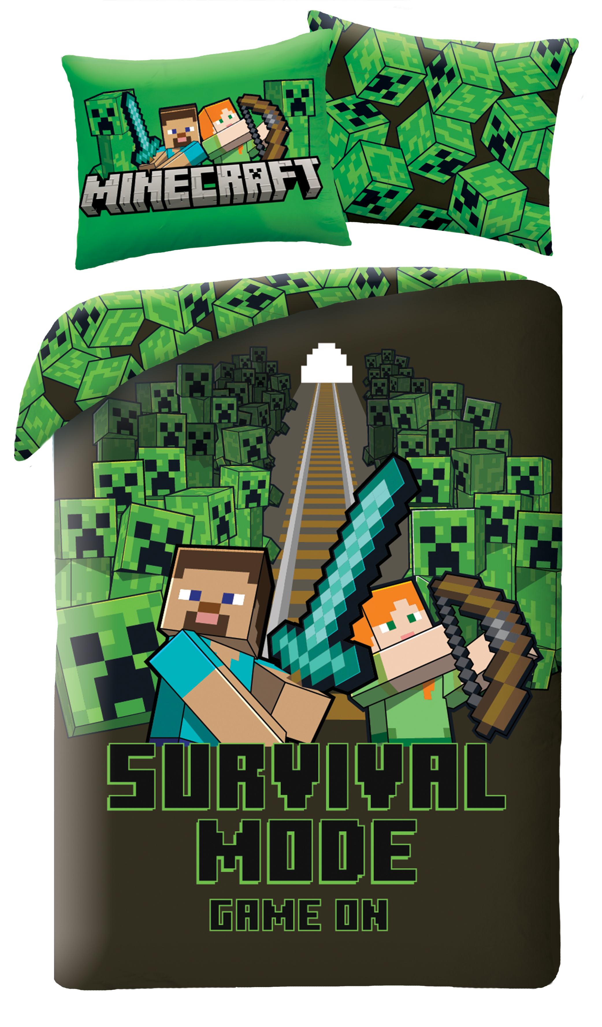 Minecraft Dekbedovertrek survival - 140 x 200 cm - 70 x 90 cm -  Polyester
