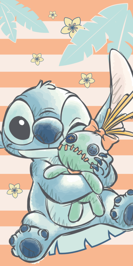 Stitch strandlaken groen70 x 140 cm oranje  - pre order