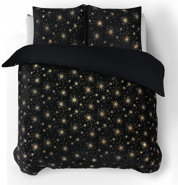 Glamour Flanel Stars Foil Zwart 140 x 200/220