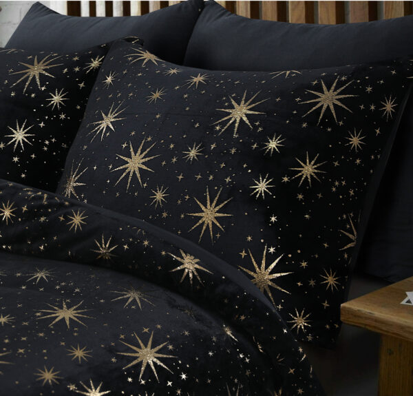 Sleeptime Glamour Flanel Stars Foil Zwart 140 x 200/220 cm - Afbeelding 3