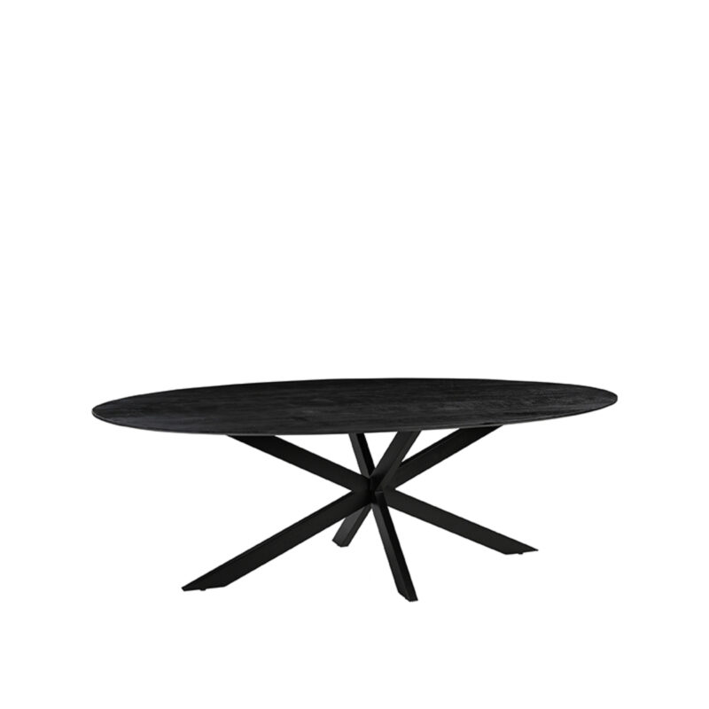 LABEL51 Eetkamertafel James - Zwart - Mangohout - 210 cm - Ovaal James