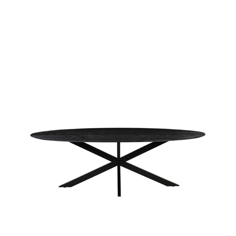 LABEL51 Eetkamertafel James - Zwart - Mangohout - 210 cm - Ovaal Mangohout
