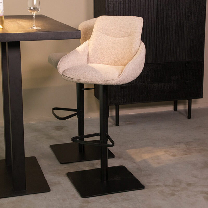 LABEL51 Barkruk Beauty - Naturel - Boucle - Zithoogte 56-82