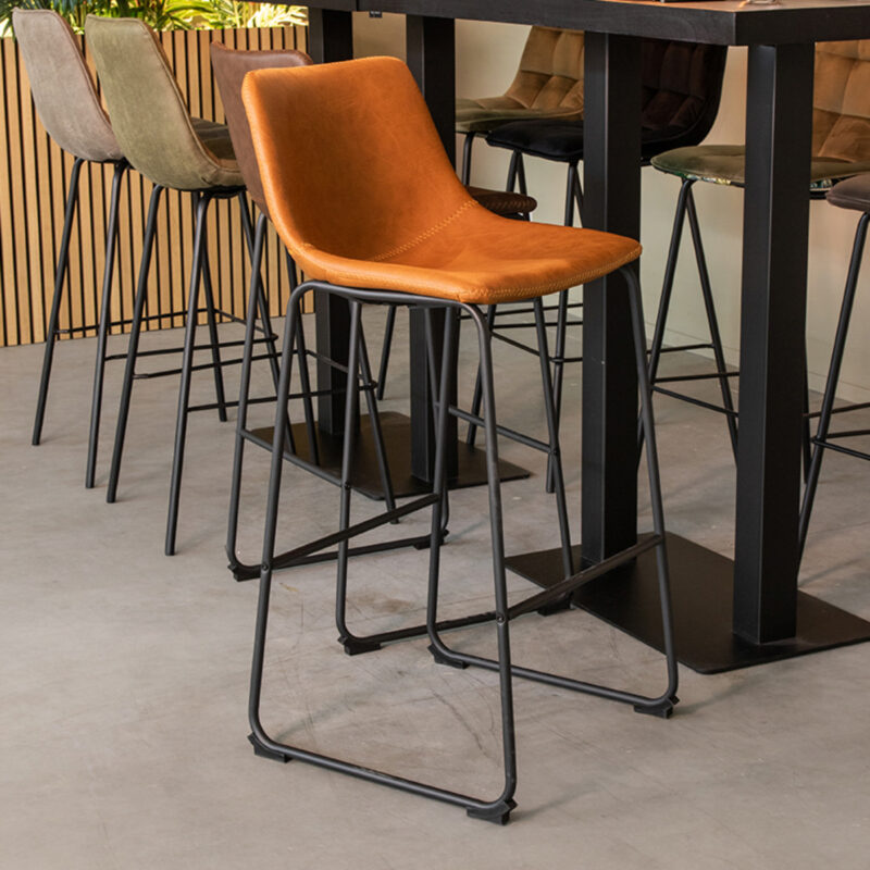 LABEL51 Barkruk Risto - Cognac - PU-Leder - Zithoogte 75