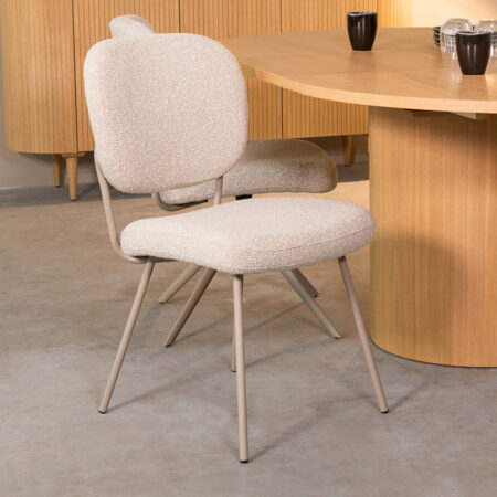 LABEL51 Eetkamerstoel Singapore - Naturel - Boucle - Taupe Frame