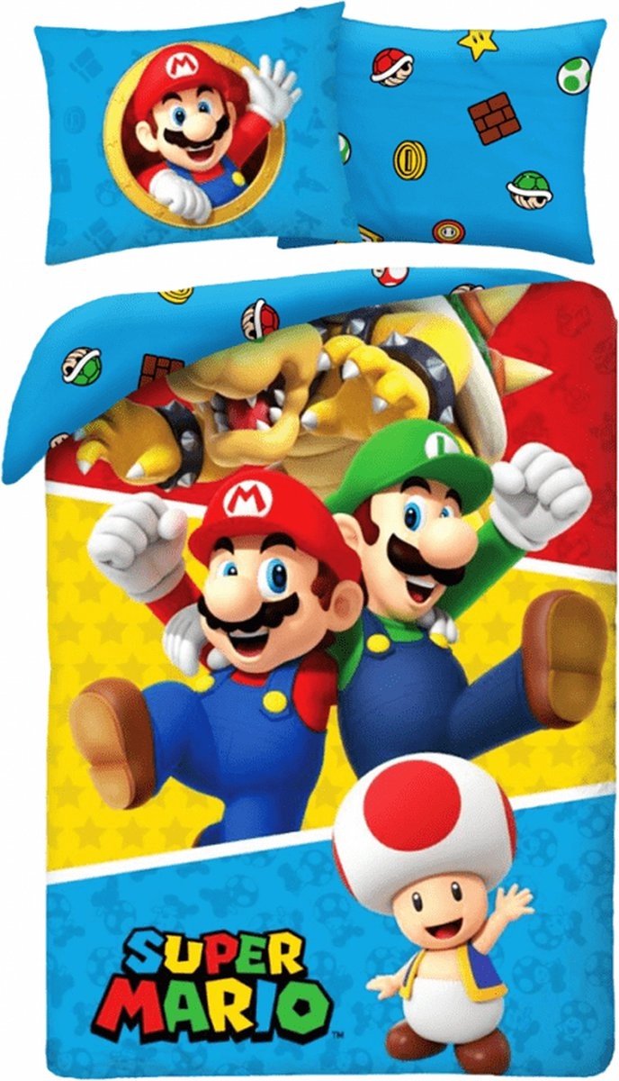 Mario Dekbedovertrek Todd, Mario, luigi & bowser 140 x 200 cm