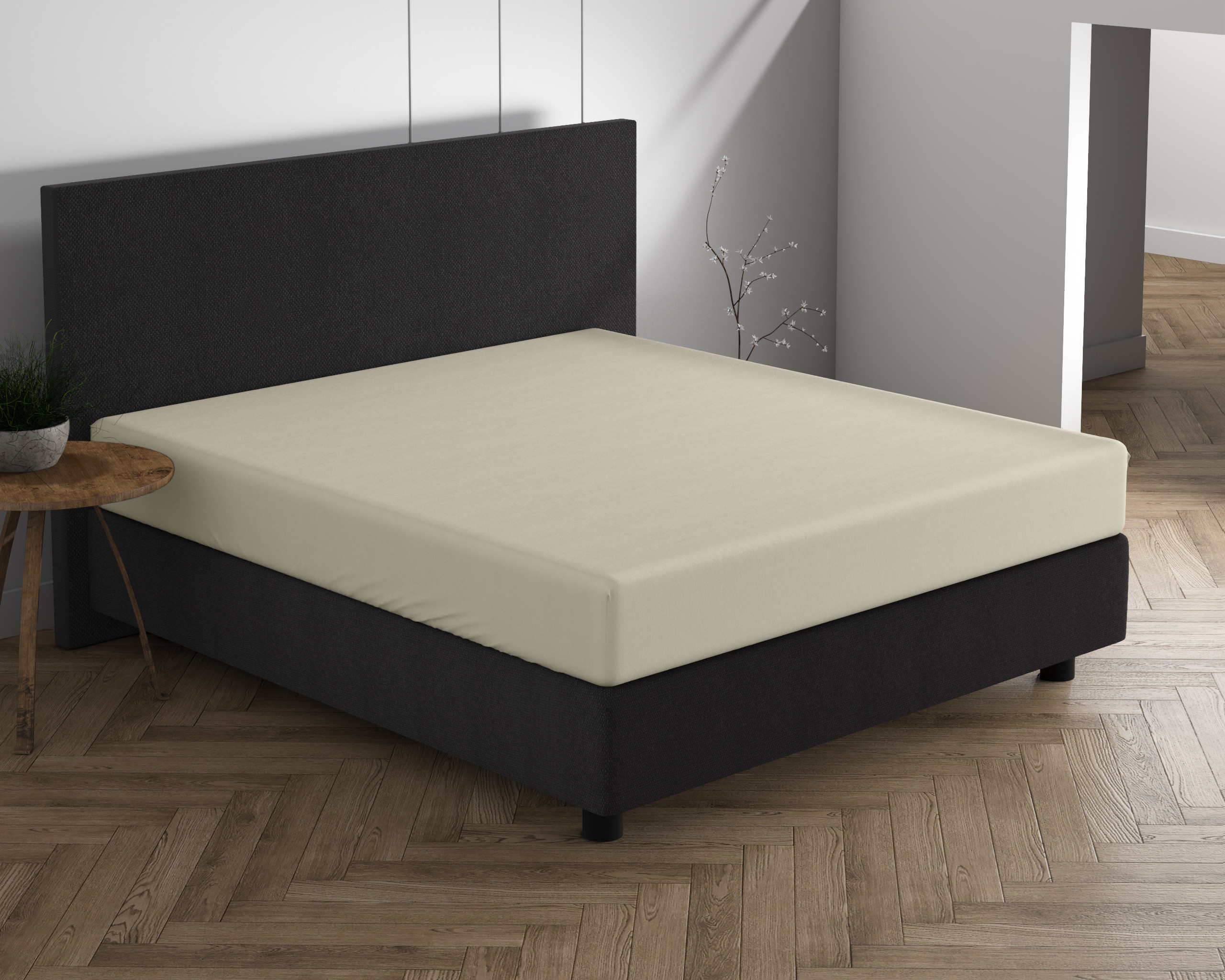 Dubbel Jersey 220 gr. Hoeslaken Creme 190/200 x 220/230