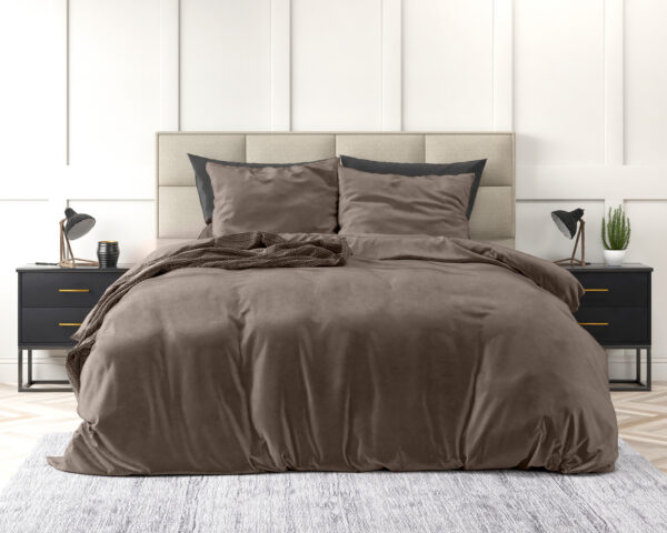 Sleeptime Velvet Uni Dekbedovertrek Taupe 200 x 220 cm - Afbeelding 5