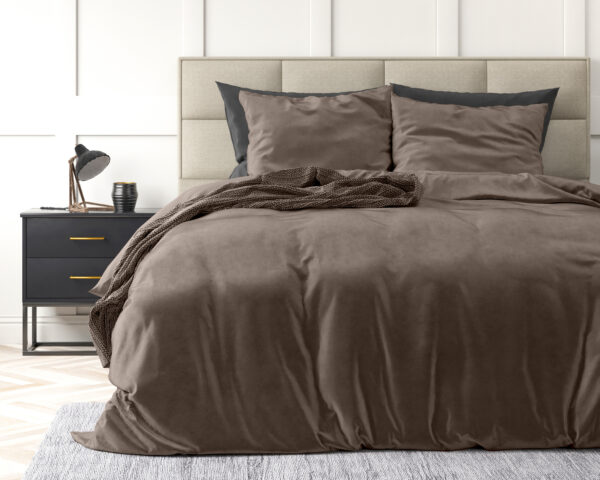 Sleeptime Velvet Uni Dekbedovertrek Taupe 240 x 220 cm - Afbeelding 4