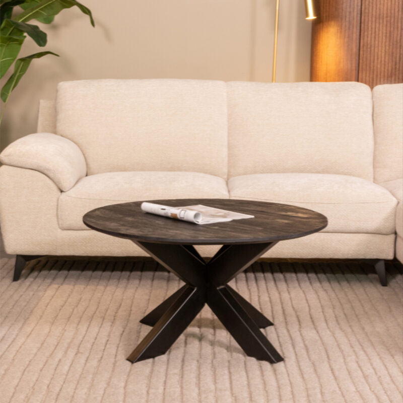 LABEL51 Salontafel Otis - Zwart - Mangohout - 80 cm - Rond Otis