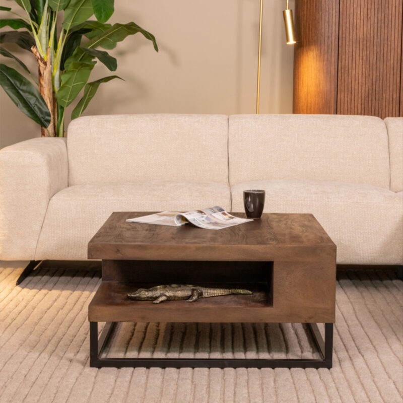 LABEL51 Salontafel Cube - Espresso - Mangohout - 80 cm Cube