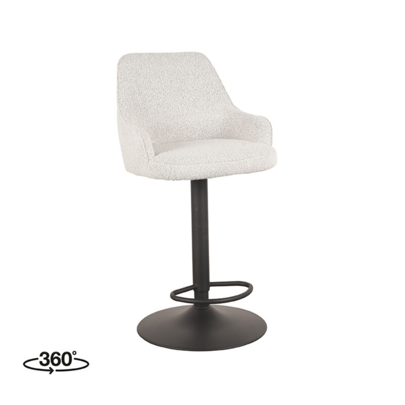 LABEL51 Barkruk Fender - Wit - Boucle - Zithoogte 64-84 Fender