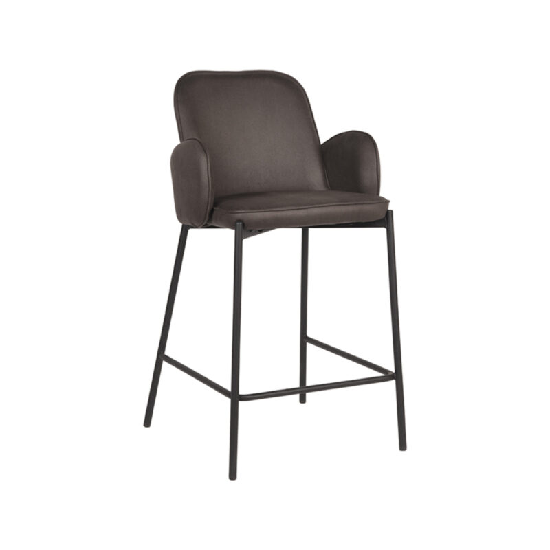 D-MAXX Barkruk Jari - Antraciet - Microfiber - Zithoogte 65 Jari