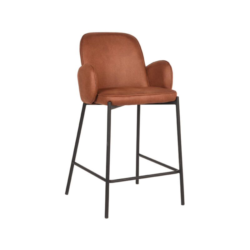 D-MAXX Barkruk Jari - Cognac - Microfiber - Zithoogte 65 Jari