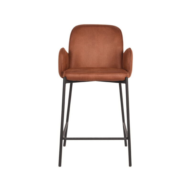 D-MAXX Barkruk Jari - Cognac - Microfiber - Zithoogte 65 Microfiber