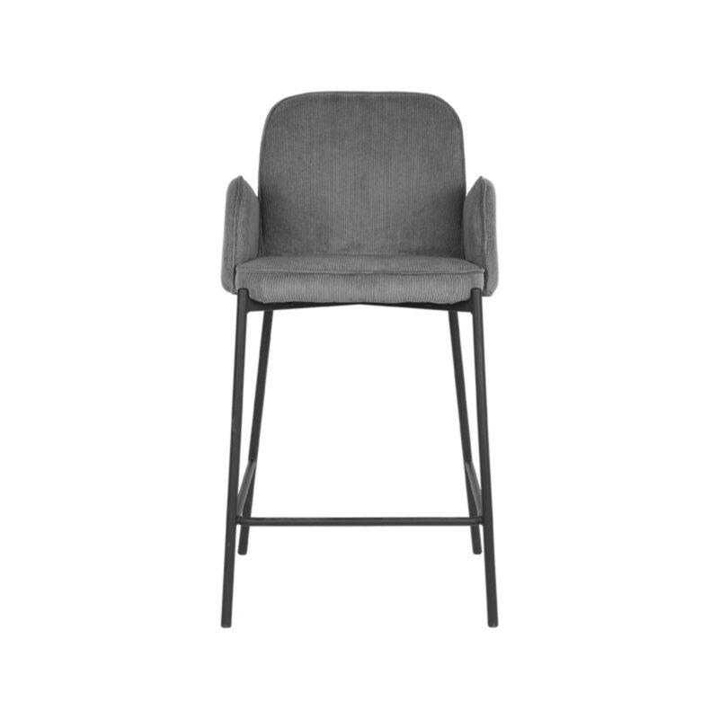 D-MAXX Barkruk Jari - Donkergrijs - Ribcord - Zithoogte 65 Ribcord