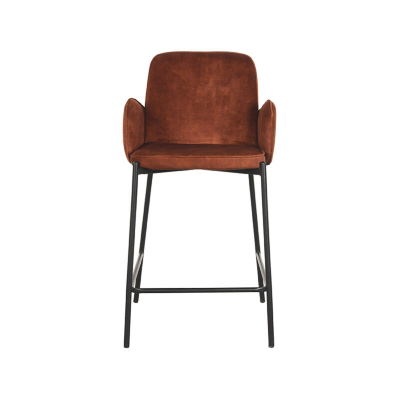 D-MAXX Barkruk Jari - Rust - Velours - Zithoogte 65 Velours