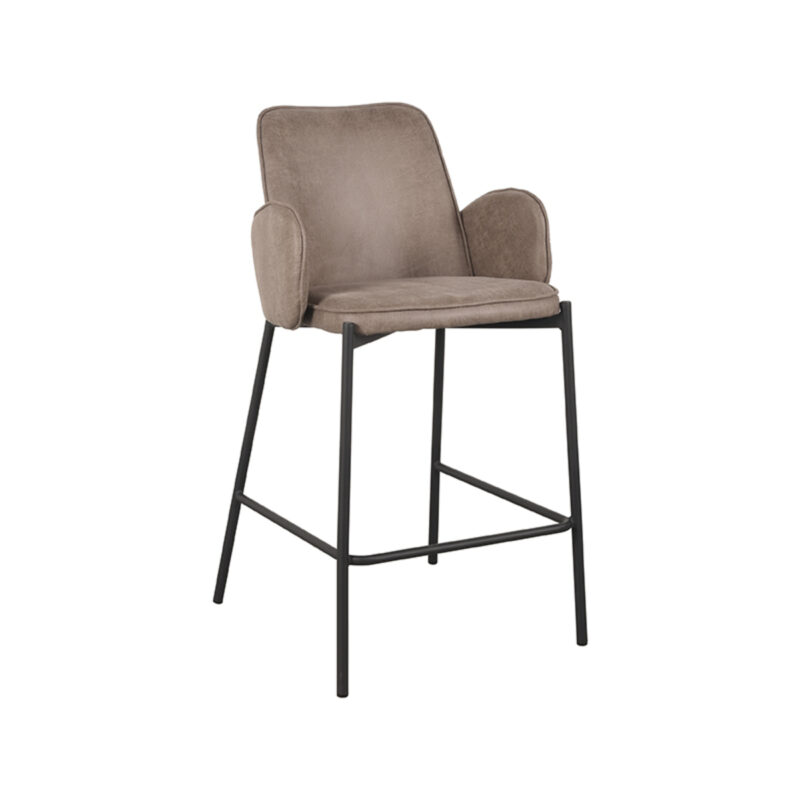 LABEL51 Barkruk Joni - Taupe - Micro Suede - Zithoogte 65 Micro Suede