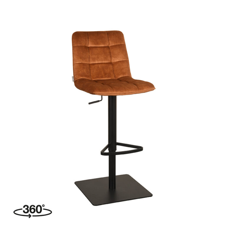 LABEL51 Barkruk Juul - Oker - Velours - Zithoogte 55-81 Juul