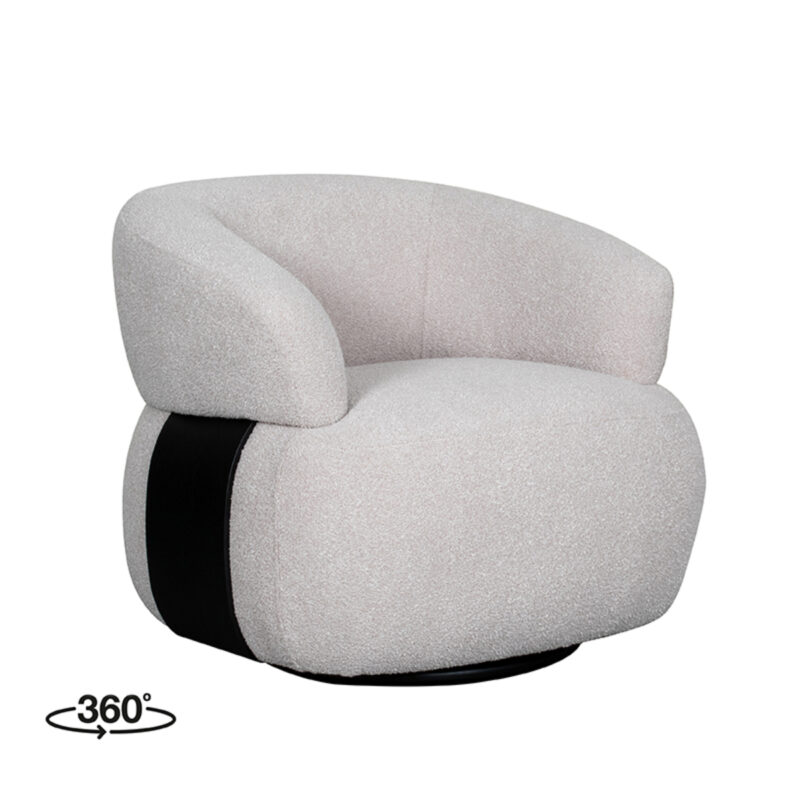 LABEL51 Fauteuil Valenza - Naturel - Boucle - Zwart Eiken Valenza
