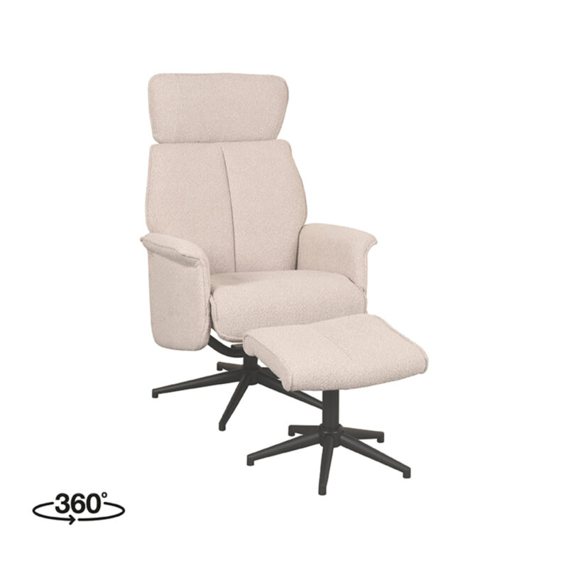 LABEL51 Fauteuil Verdal - Naturel - Boucle - Incl. Hocker Verdal