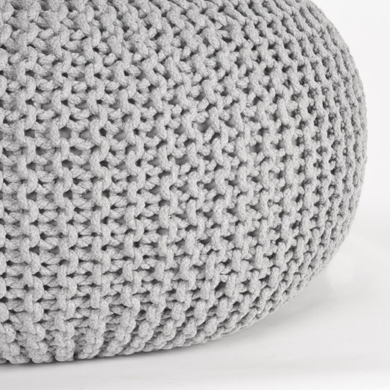 LABEL51 Poef Knitted - Lichtgrijs - Katoen - L Katoen