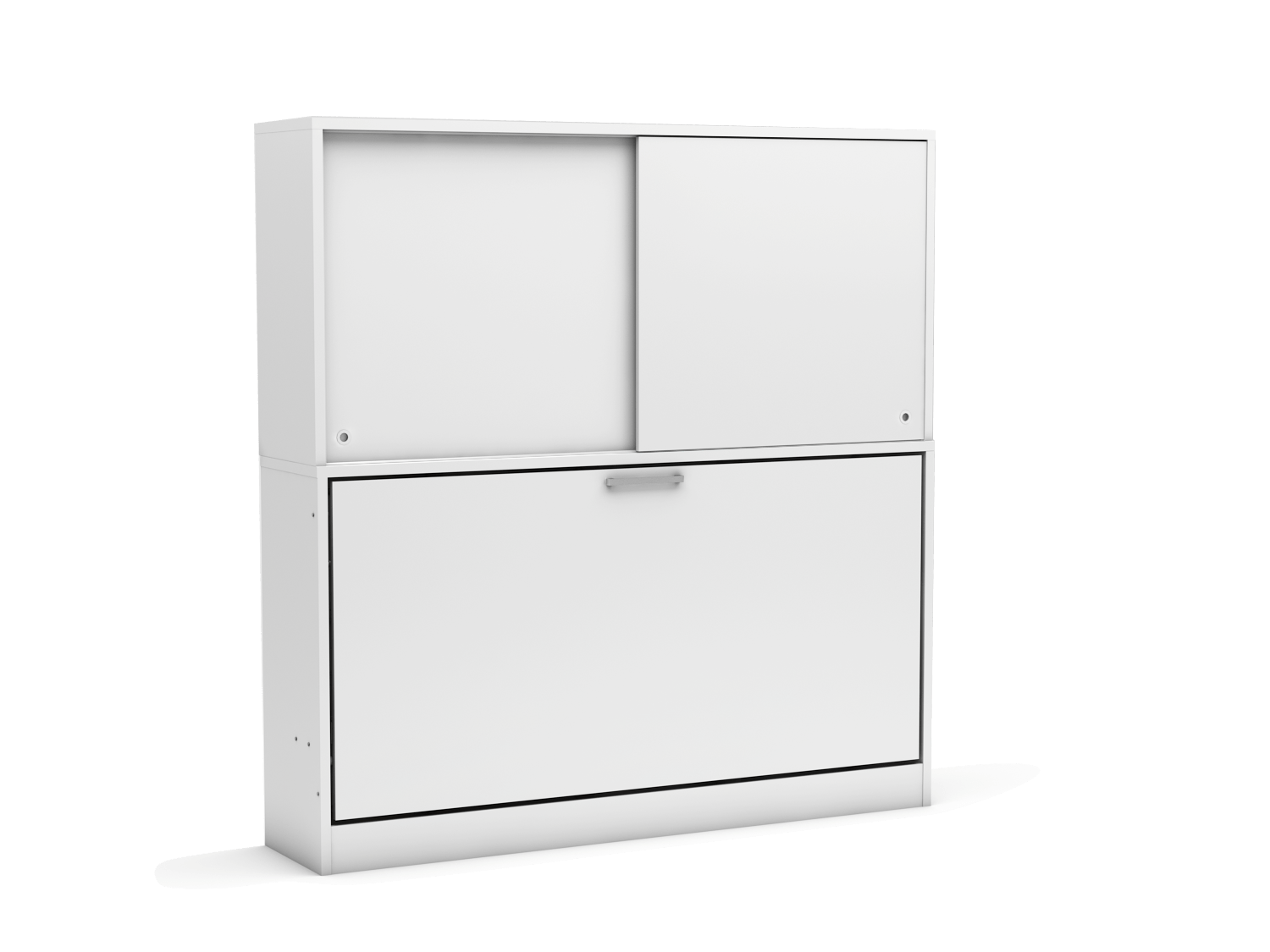 Eenpersoons opklapbed Academy met  kastruimte - Wit