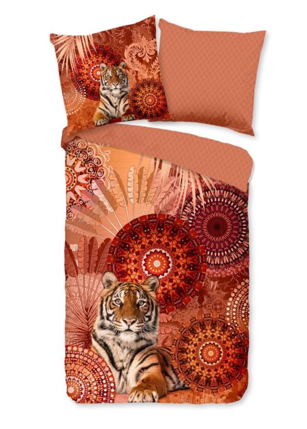 HIP Dekbedovertrek "mandala's en een tijger" - Terra - (155x220 cm) - Katoen Satijn