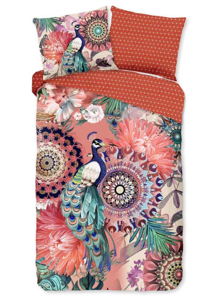 HIP Dekbedovertrek "mandala's en een pauw" - Multi - (140x200 cm) - Katoen Satijn