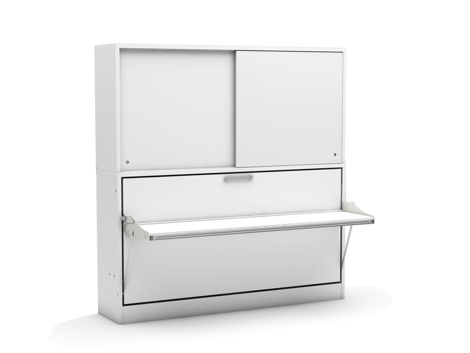 Eenpersoons opklapbed Academy met Bureau & kastruimte - Wit