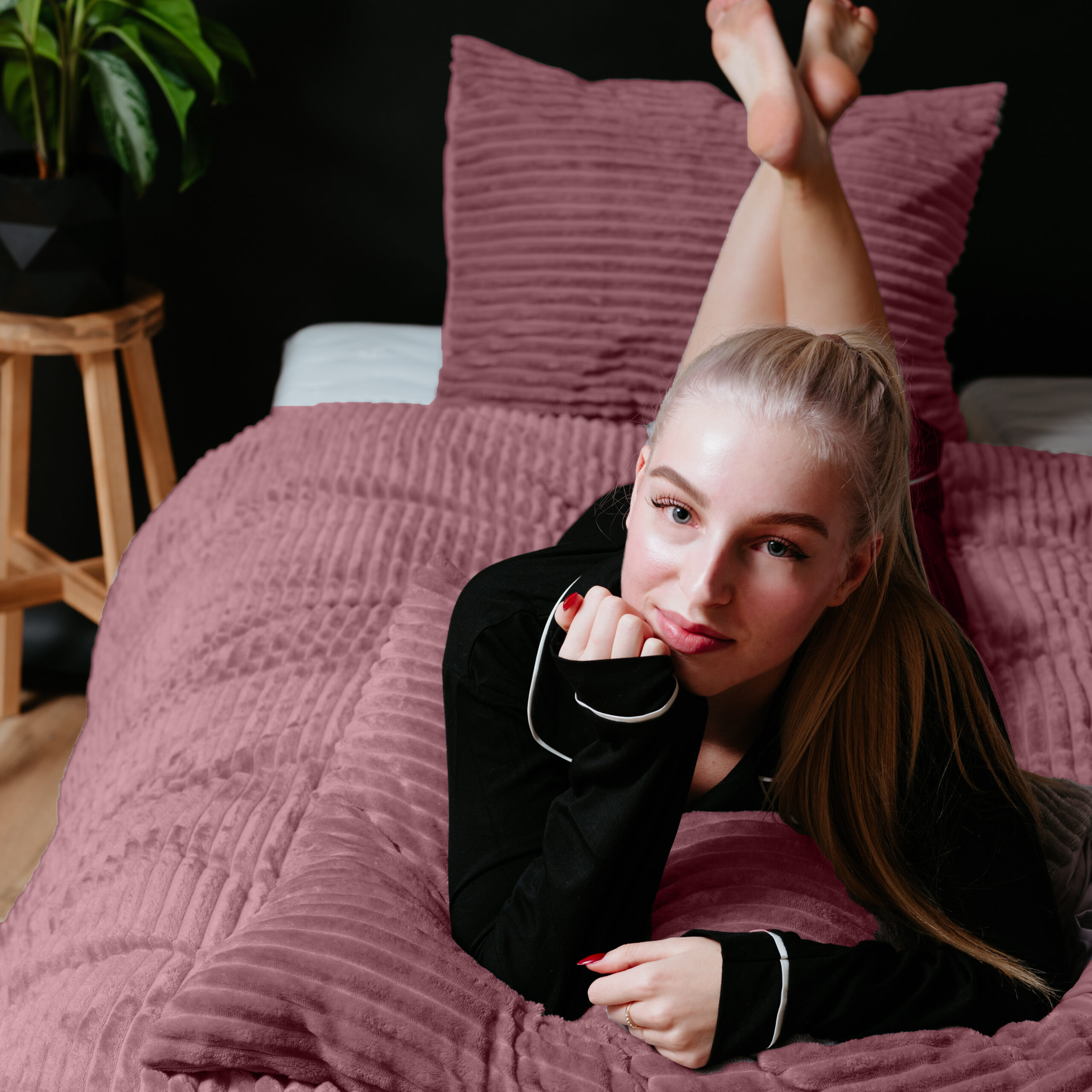 Sleeptime Rib Teddy Oud Roze 200 x 200/220 cm - Afbeelding 3