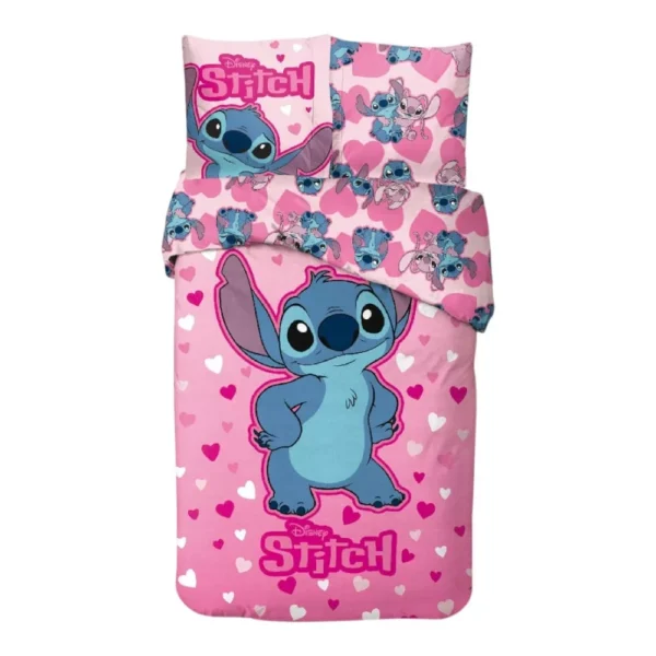 Stitch Dekbedovertrek Roze 140 x 200 cm - 65 x 65 cm