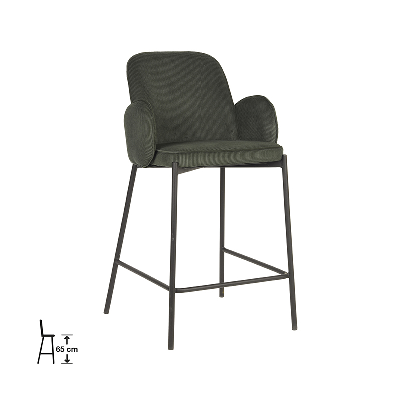 D-MAXX Barkruk Jari - Army green - Ribcord - Zithoogte 65