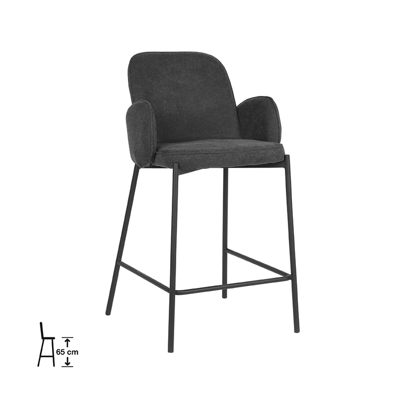 D-MAXX Barkruk Jari - Antraciet - Weave - Zithoogte 65