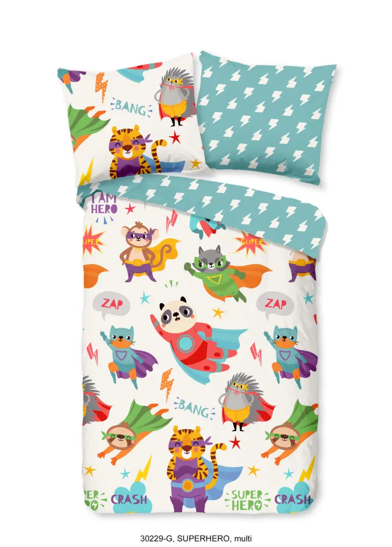 Good Morning Peuter dekbedovertrek "superheld dieren" - Multi - (120x150 cm) - Katoen