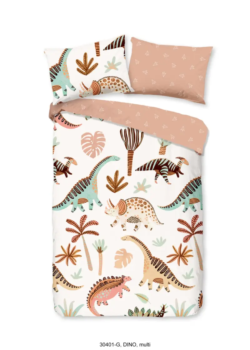 Good Morning Ledikant babydekbedovertrek "dinosaurussen" - Multi - (100x135 cm) - Katoen