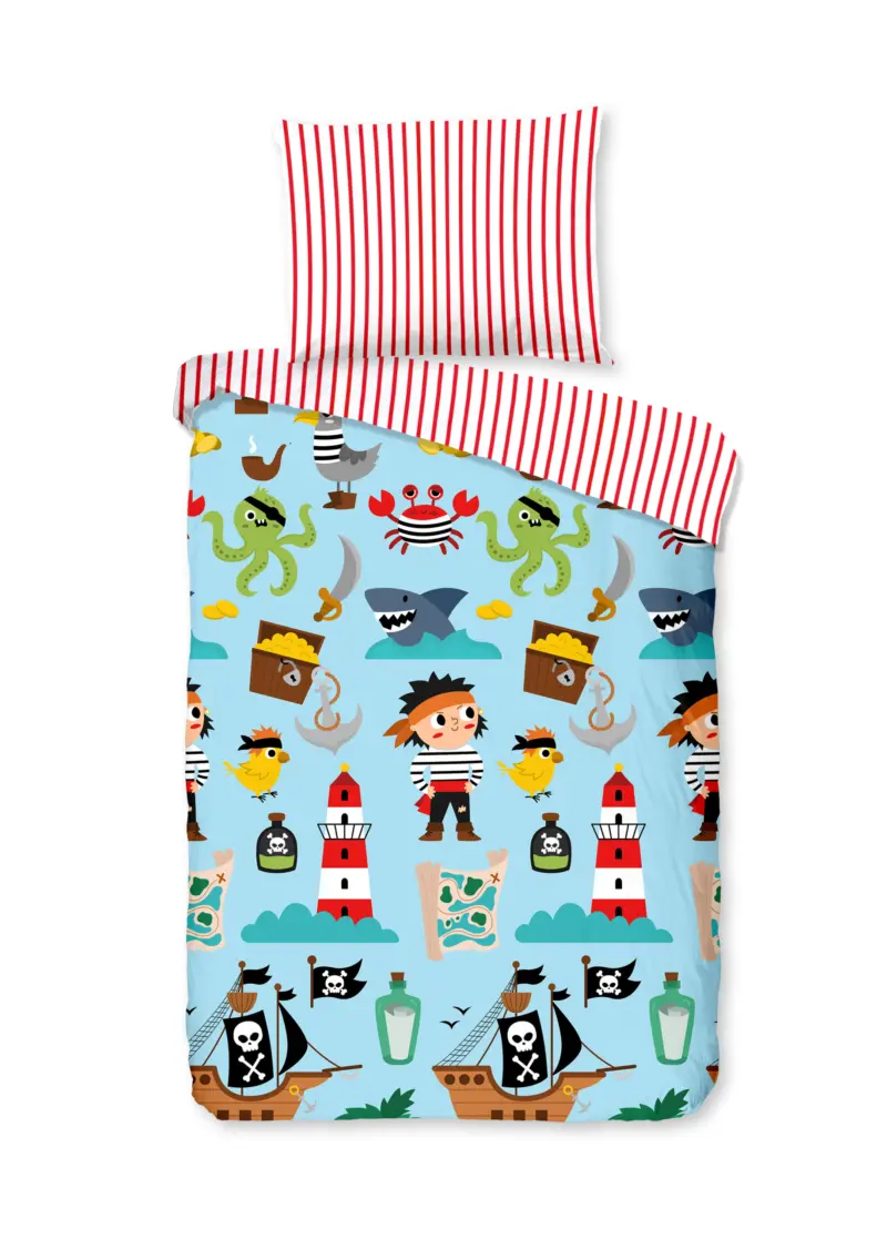 Good Morning Peuter dekbedovertrek "piraten/ zee thema" - Multi - (120x150 cm) - Katoen