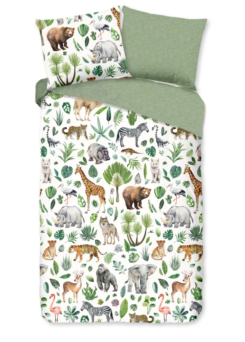 Good Morning Peuter dekbedovertrek "Afrikaanse dieren / big five" - Multi - (120x150 cm) - Katoen